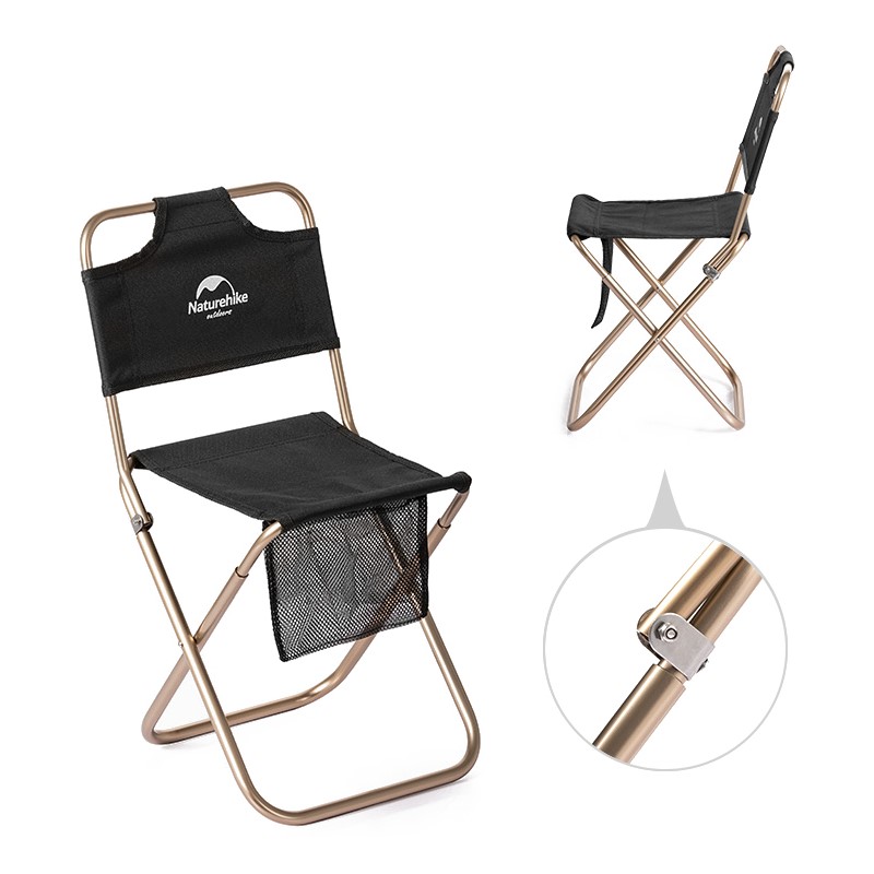 Naturehike cestovní stolička s opěradlem 422g - černá 