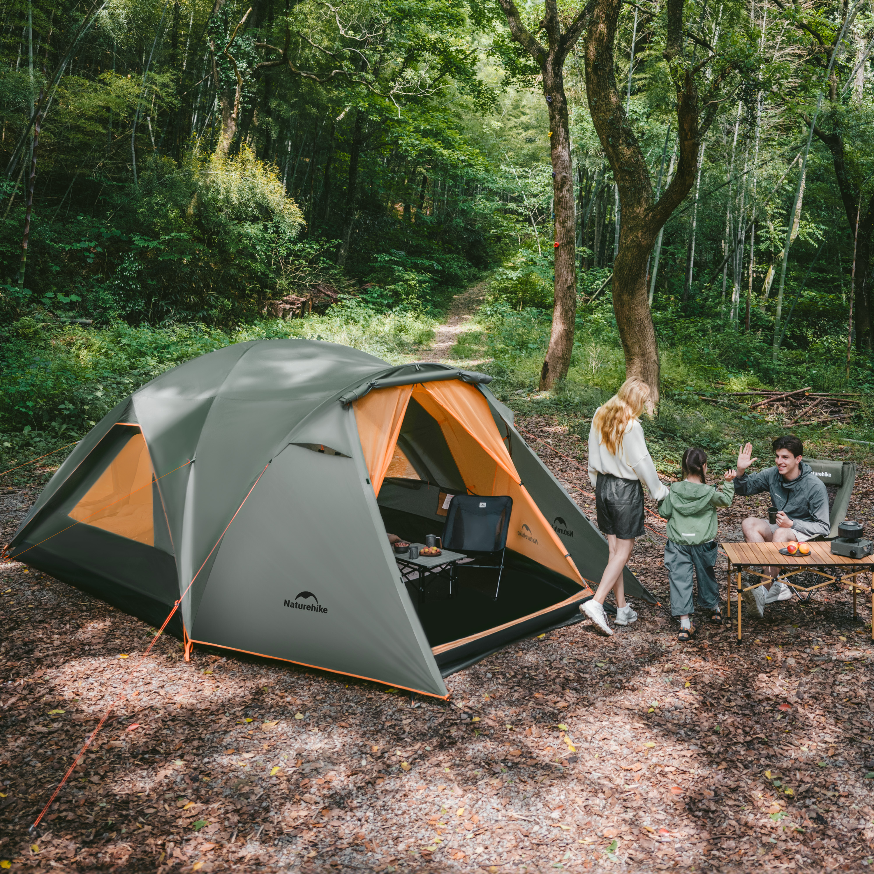 Naturehike velký rodinný stan Kota 8,5 kg - šedozelený