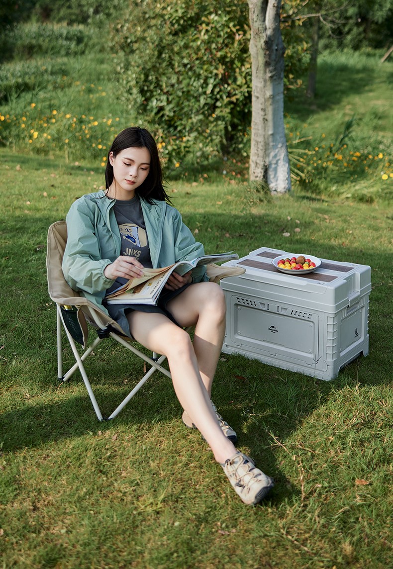 Naturehike skládací křeslo Moon s područkami - tmavě šedé 