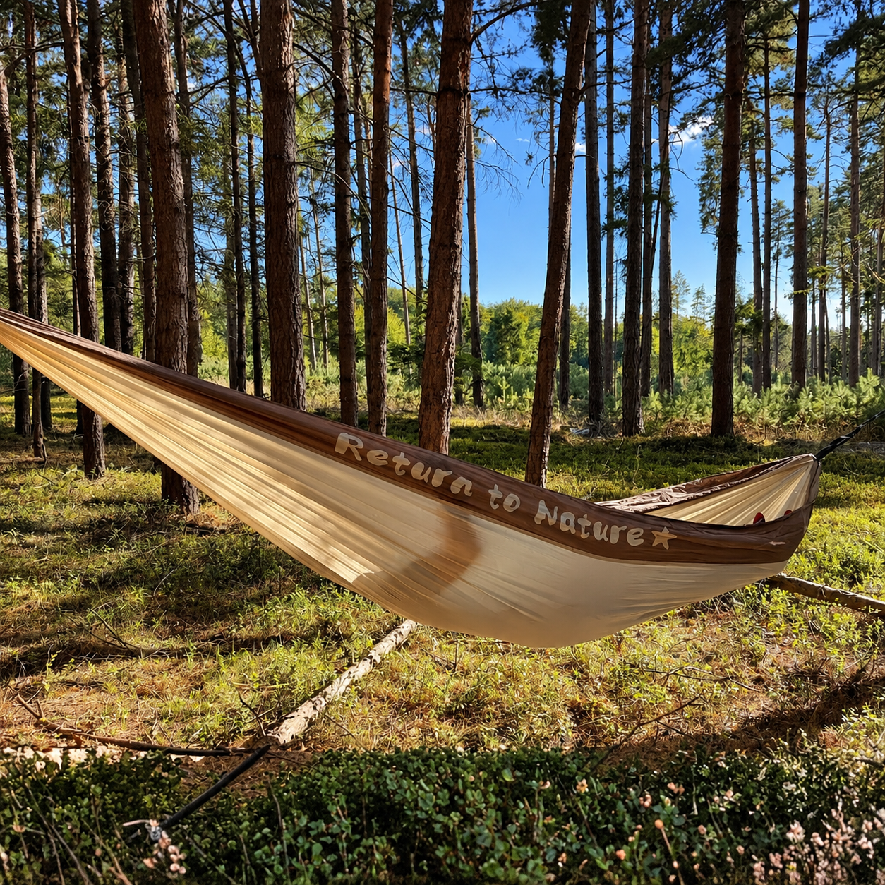 Naturehike hamaka Return to Nature s popruhy pro 1 osobu 652g - hnědá