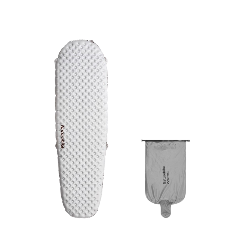 Naturehike ultralehká nafukovací karimatka NKTR Air R-value 5,8 – mumie S 168 × 58 cm – stříbrná