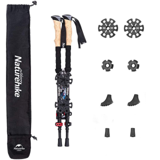 Naturehike karbonové trekové hole DS03 pár 400g - černo/červené