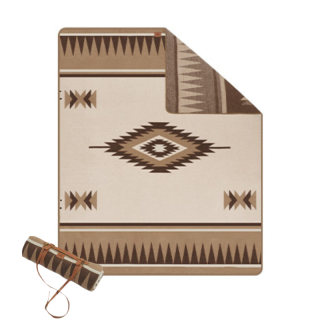 Naturehike vlněná deka s geometrickým vzorem - 1950g - světle hnědá